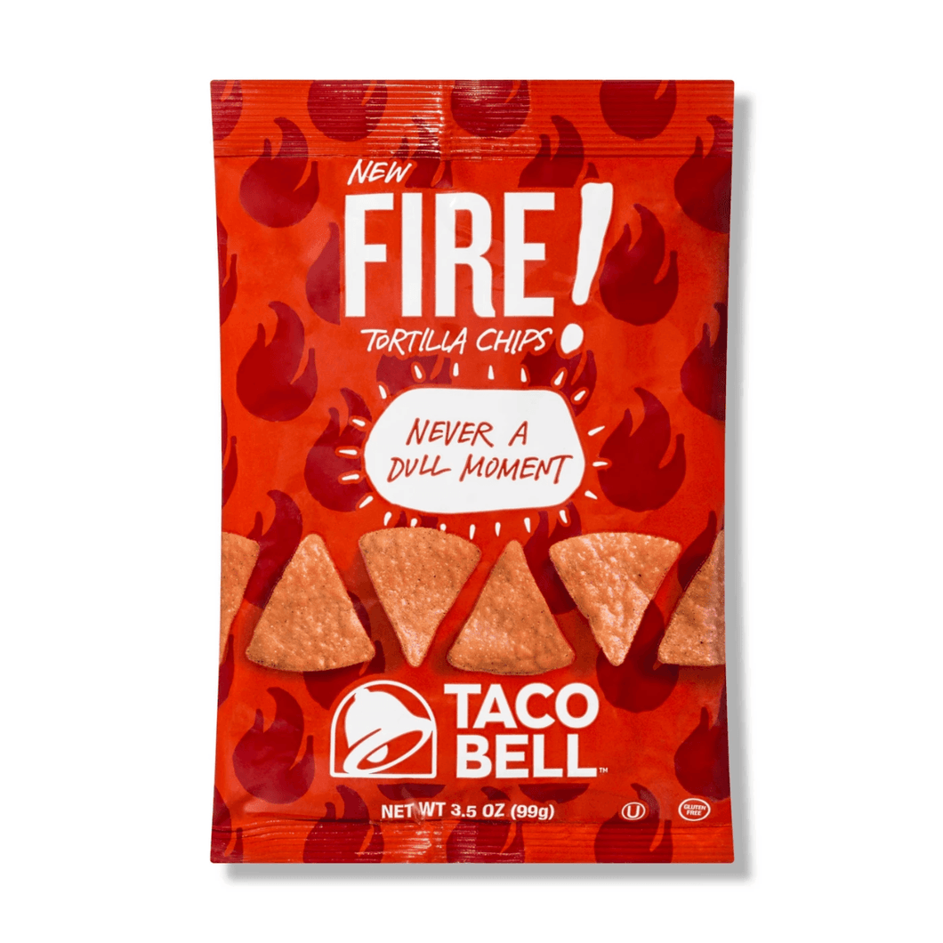 Taco Bell Tortilla Chips, FIRE, 3.5 ounce (Pack of 12) - Oasis Snacks