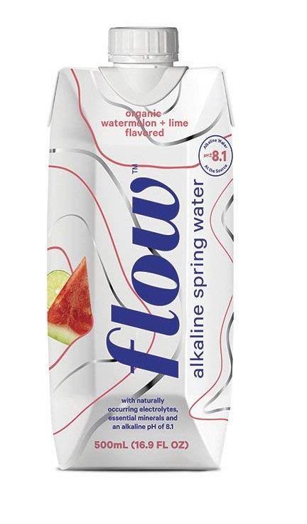 Flow Alkaline Spring Water - Organic Watermelon + Lime, in eco-friendly 16.9 oz Packaging (Pack of 12) - Oasis Snacks