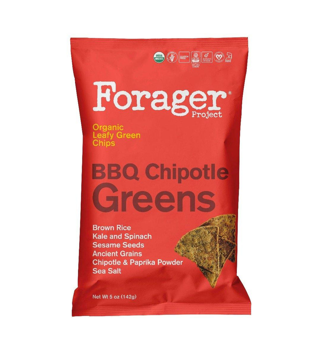 Forager Organic Leafy Green Tortilla Chips, BBQ Chipotle 5 Ounce (Pack of 6) - Oasis Snacks