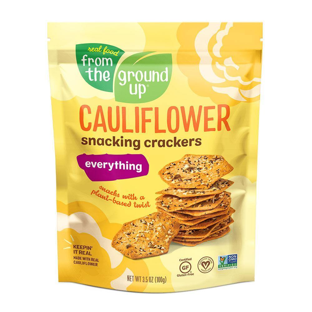 From The Ground Up Cauliflower Snacking Cracker, Everything, 3.5oz (Pack of 6) - Oasis Snacks