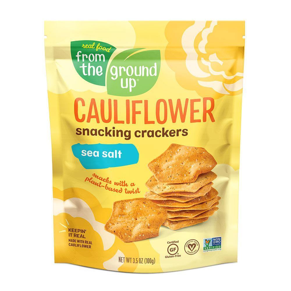From The Ground Up Cauliflower Snacking Cracker, Sea Salt, 3.5oz (Pack of 6) - Oasis Snacks