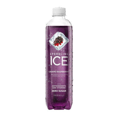 Sparkling Ice Naturally Flavored Sparkling Water, Grape Raspberry, 17 oz (Pack of 12) - Oasis Snacks