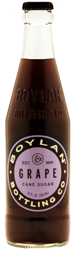 Boylan Pure Cane Sugar Soda Pop, Grape, 12 oz Glass Bottles (Pack of 12) - Oasis Snacks