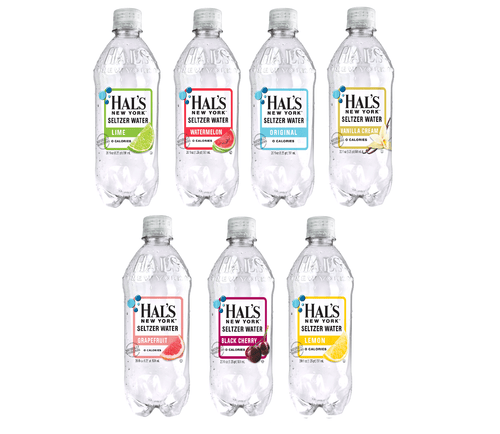 Hal's New York Seltzer Water 7 Flavor Variety Pack, 20 ounces (7 Pack) - Oasis Snacks