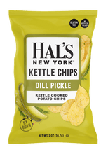 Load image into Gallery viewer, Hal&#39;s New York Kettle Cooked Gluten Free Potato Chips, Dill Pickle, 2 oz (Pack of 24) - Oasis Snacks

