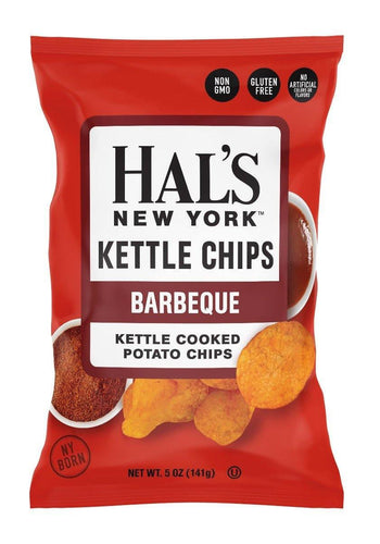 Hal's New York Kettle Cooked Potato Chips, Gluten Free, BBQ, 5 oz Bag - Multi Pack - Oasis Snacks