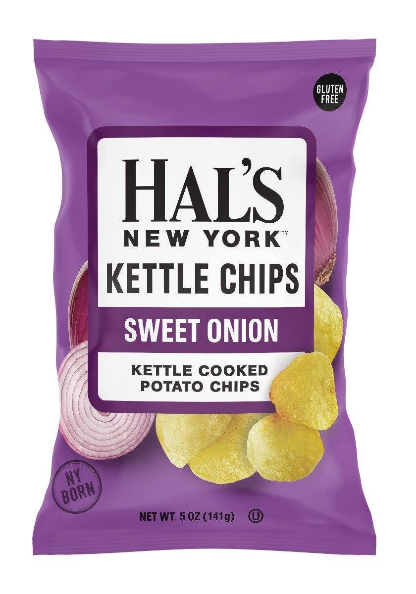 Hal's New York Kettle Cooked Potato Chips, Gluten Free, Sweet Onion, 5 oz Bag - Multi Pack - Oasis Snacks