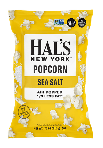Hal's New York Gluten Free Popcorn, Sea Salt, 0.75 oz (Pack of 24) - Oasis Snacks