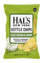 Load image into Gallery viewer, Hal&#39;s New York Kettle Cooked Gluten Free Potato Chips, Sour Cream &amp; Onion, 2 oz (Pack of 24) - Oasis Snacks
