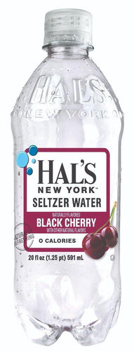 Hal's New York Seltzer Water 20oz, Black Cherry (Pack of 24) - Oasis Snacks