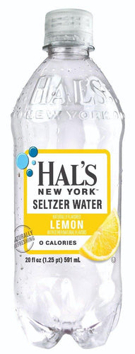 Hal's New York Seltzer Water 20oz, Lemon (Pack of 24) - Oasis Snacks