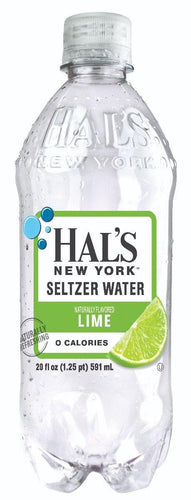 Hal's New York Seltzer Water 20oz, Lime (Pack of 24) - Oasis Snacks