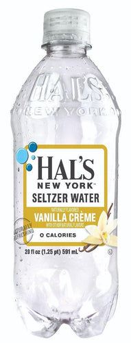 Hal's New York Seltzer Water 20oz, Vanilla Cream (Pack of 24) - Oasis Snacks