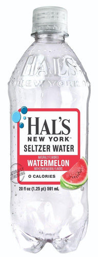 Hal's New York Seltzer Water 20oz, Watermelon (Pack of 24) - Oasis Snacks