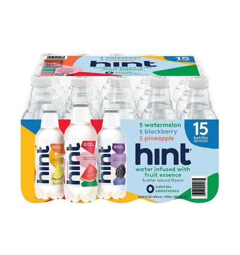 Hint Premium Essence Water, 3 Flavor Variety Club Pack, 16 Oz Bottles (15 Pack) - Oasis Snacks