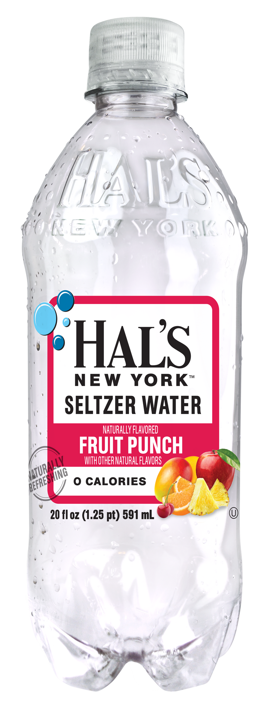 Hal's New York Seltzer Water 20oz, Fruit Punch (Pack of 24)
