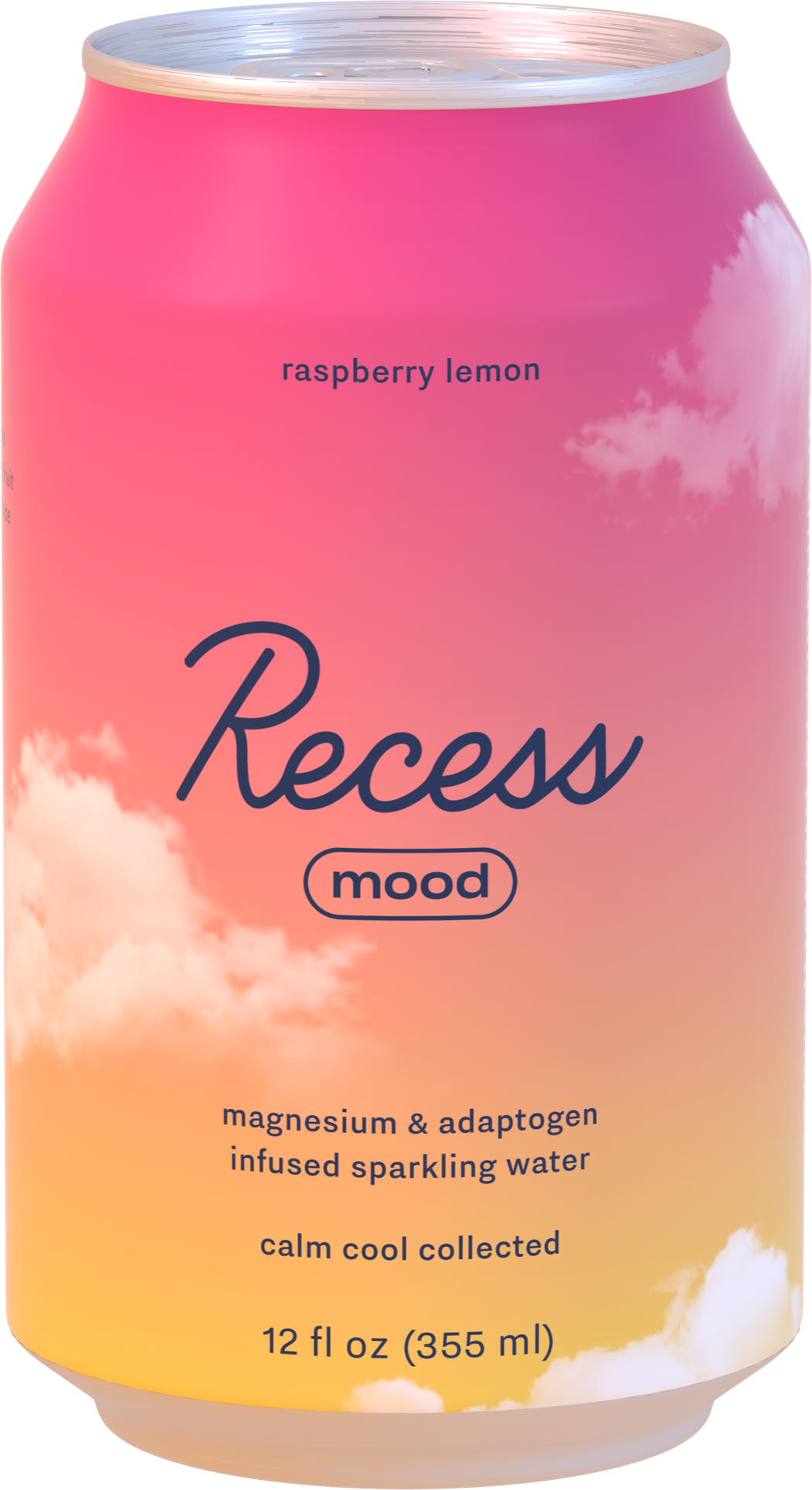 Recess Mood Magnesium Supplement Sparkling Water, Raspberry Lemon, 12oz (Pack of 12)