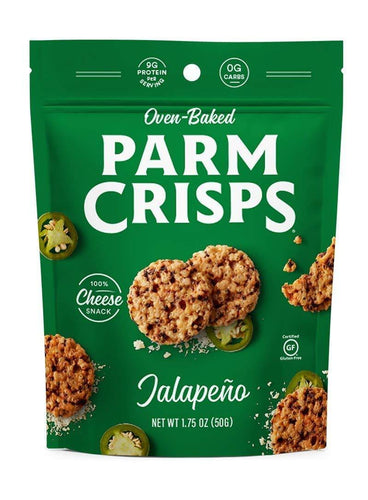 ParmCrisps, 100% Cheese Crisps, Keto Friendly, Gluten Free, Jalapeno 1.75 Ounce Bag, (Pack of 12) - Oasis Snacks