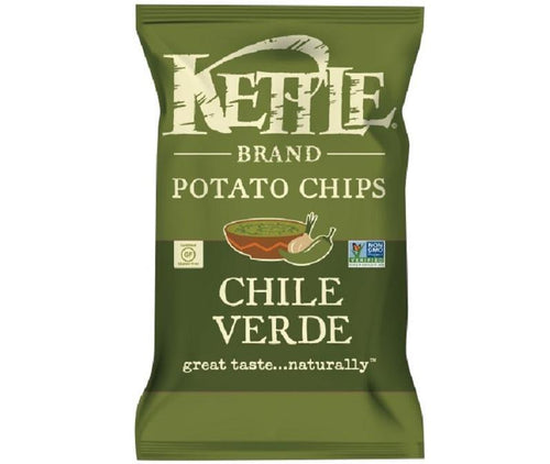 Kettle Brand Potato Chips, Chili Verde, 5 Ounce (Pack of 15) - Oasis Snacks