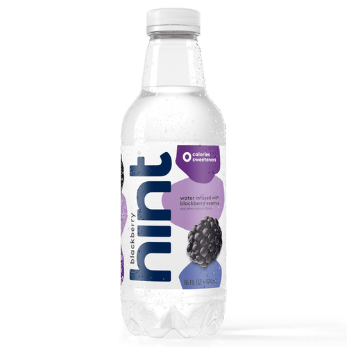 Hint Premium Blackberry Unsweetened Essence Water 16 oz Plastic Bottles (12 Pack) - Oasis Snacks