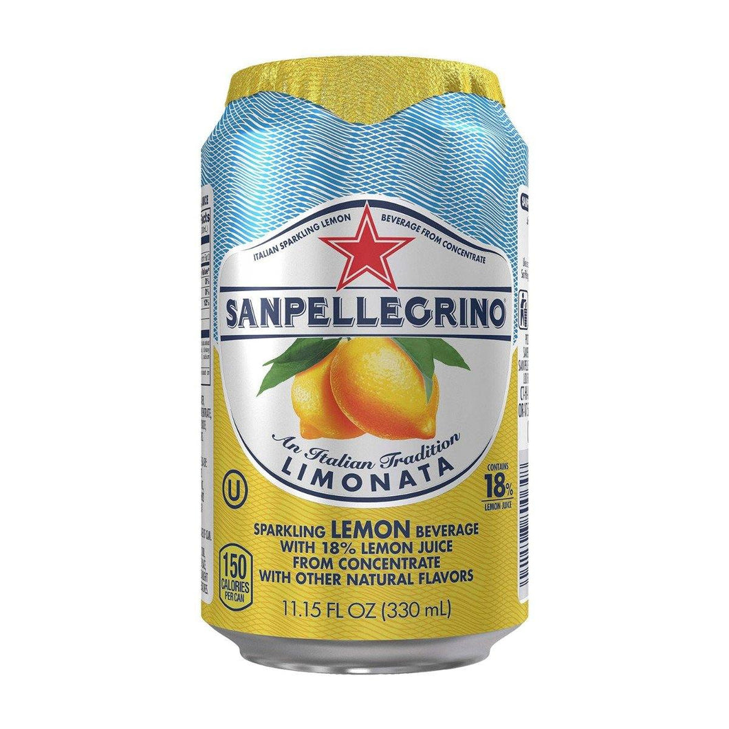 San Pellegrino Sparkling Fruit Beverages Limonata/Lemon, 11.15 fl oz Cans (Pack of 24) - Oasis Snacks