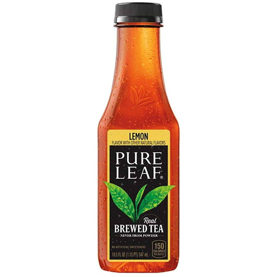 Pure Leaf Real Brewed Black Iced Tea, Lemon Sweetened, 18.5 Fl. Oz (Pack Of 12) - Oasis Snacks
