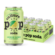 Load image into Gallery viewer, Culture Pop Sparkling Probiotic Soda, Lemon Lime, 12oz (Pack of 12)
