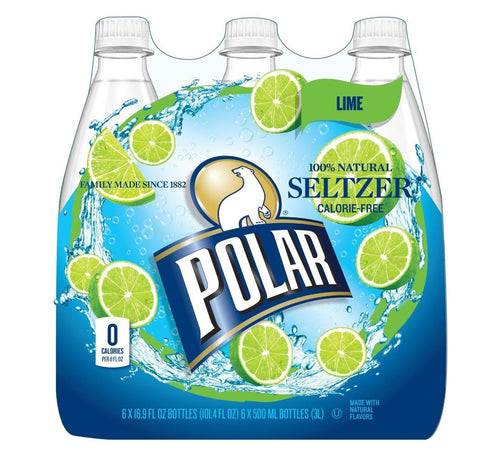 Polar Lime Seltzer Water 500ml (16.9oz) Bottles ( Pack of 24) - Oasis Snacks