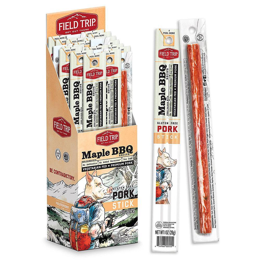 Field Trip Pork Stick 1 oz Maple BBQ (Pack of 24) - Oasis Snacks