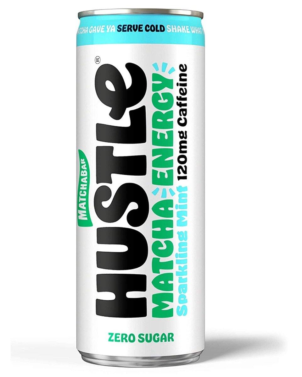 MatchaBar Hustle Sparkling Energy Drink, Mint, 12oz (Pack of 12) - Oasis Snacks