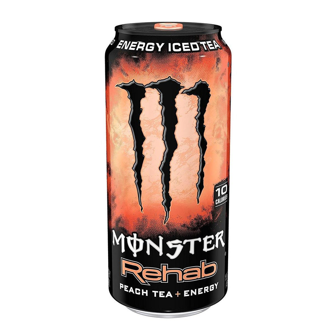 Monster Rehab, Peach Tea + Energy, 15.5 Ounce, Pack of 24 - Oasis Snacks