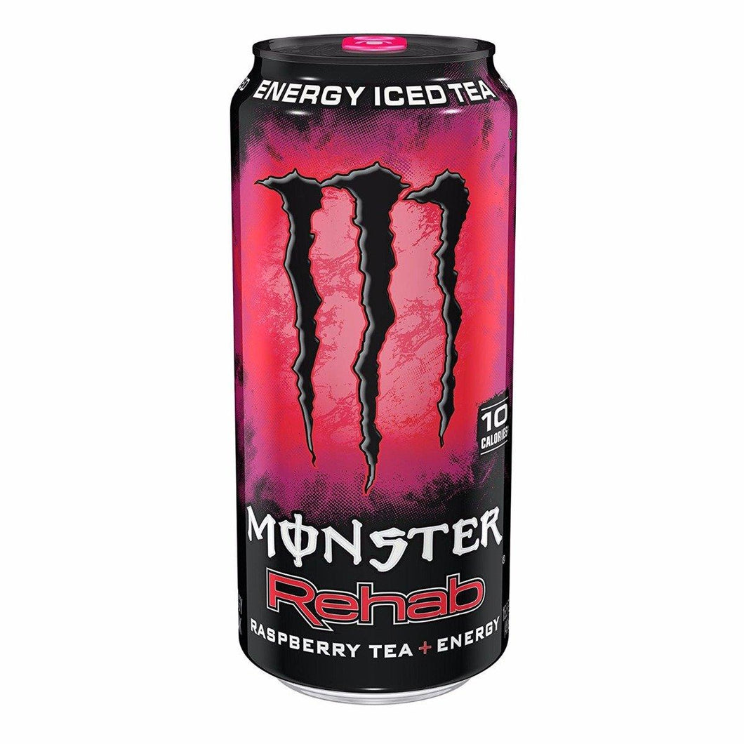 Monster Rehab, Raspberry Tea + Energy, 15.5 Ounce (Pack of 24) - Oasis Snacks