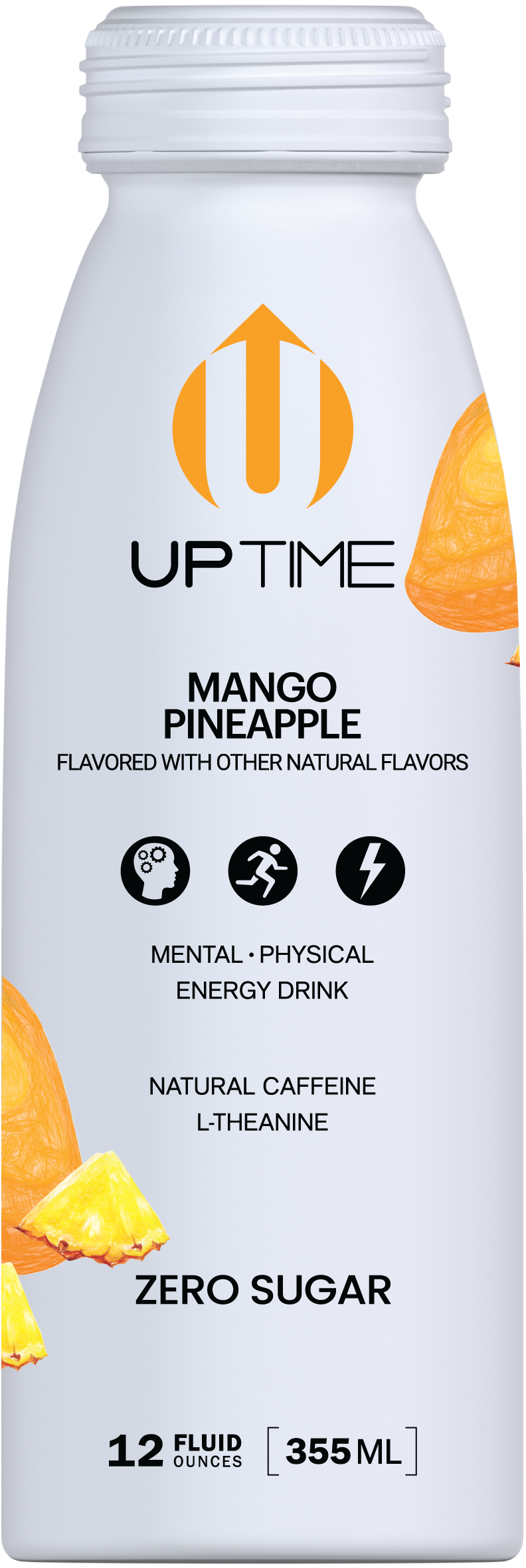 UPTIME Premium Energy Drink, Mango Pineapple - Sugar Free, 12oz Bottles (Pack of 12)