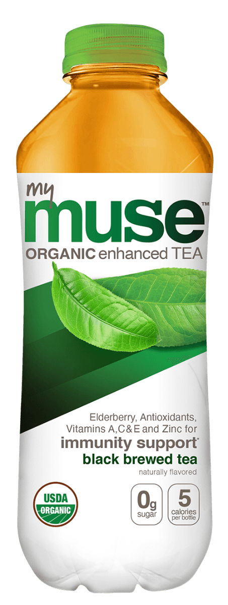 My Muse Organic Enhanced Tea, Black Brewed Tea, 16.9oz (Pack of 12) - Oasis Snacks