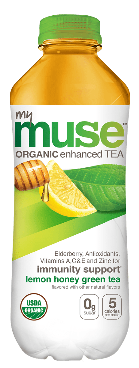 My Muse Organic Enhanced Tea, Lemon Honey Green Tea, 16.9oz (Pack of 12) - Oasis Snacks