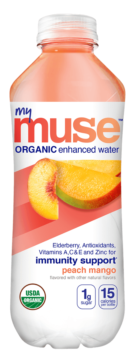 My Muse Organic Enhanced Water, Peach Mango, 16.9oz (Pack of 12) - Oasis Snacks