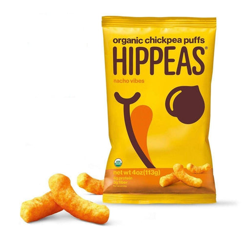 Hippeas Organic Chickpea Puffs, Nacho Vibes, 4 oz (Pack of 12) - Oasis Snacks