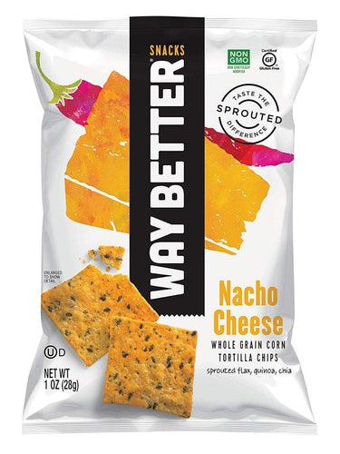 Way Better Snacks Sprouted Gluten Free Tortilla Chips, A Nacho Above, 1 Ounce (Pack of 12) - Oasis Snacks