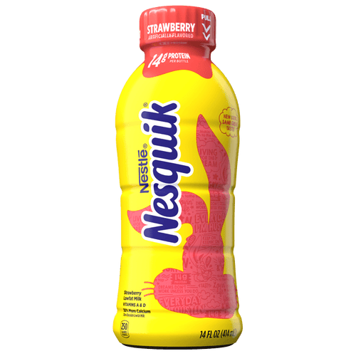 Nestle Nesquik Low Fat 1% Milk, Strawberry, 14 Ounce (Pack of 12) - Oasis Snacks