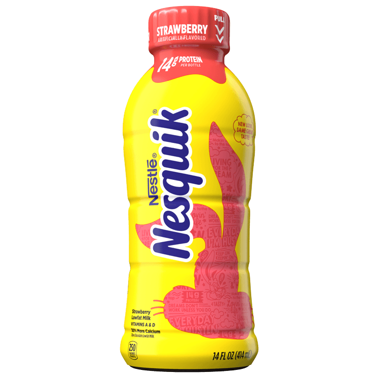 Nestle Nesquik Low Fat 1% Milk, Strawberry, 14 Ounce (Pack of 12) - Oasis Snacks