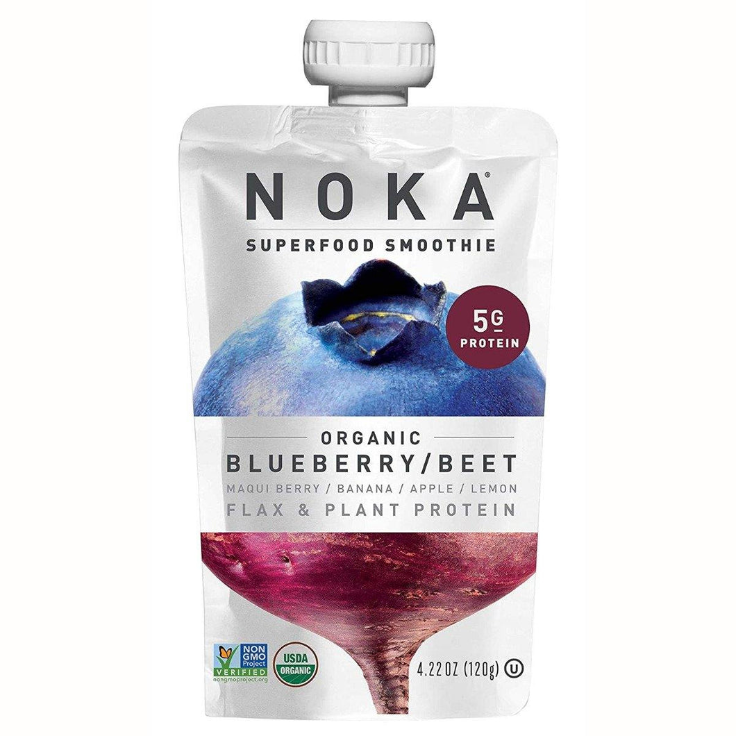 Noka Superfood Smoothie, Blueberry Beet, 4.2oz (Pack of 6) - Oasis Snacks