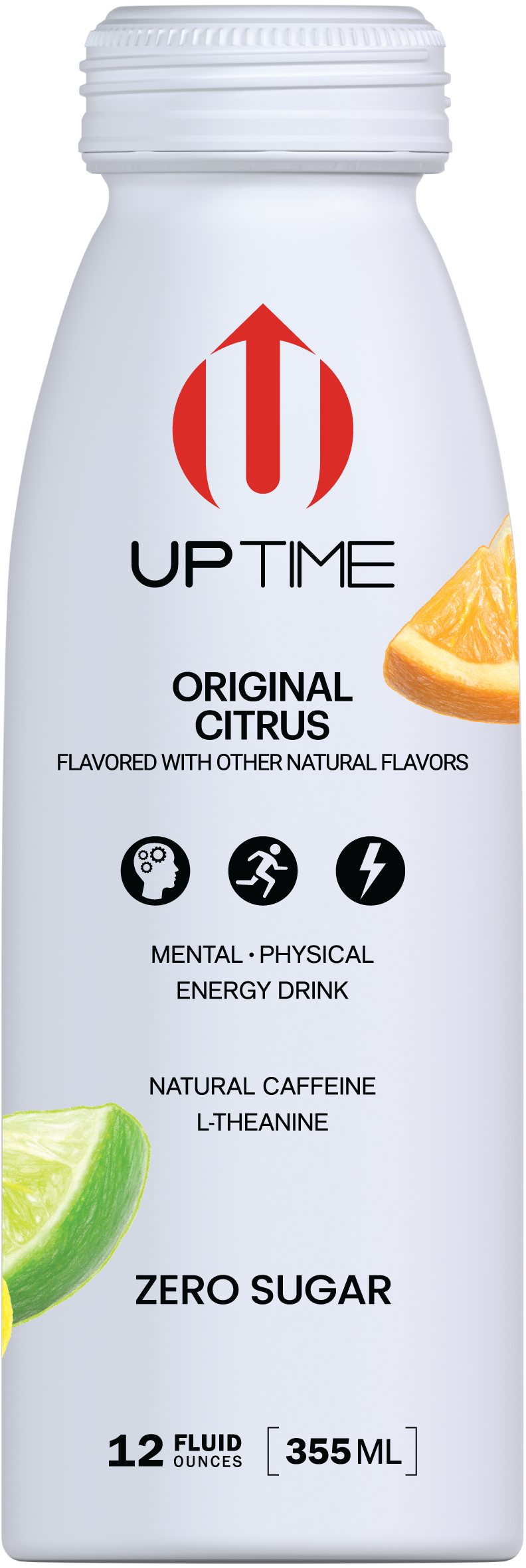 UPTIME Premium Energy Drink, Original Citrus - Sugar Free, 12oz Bottles - Multi Pack