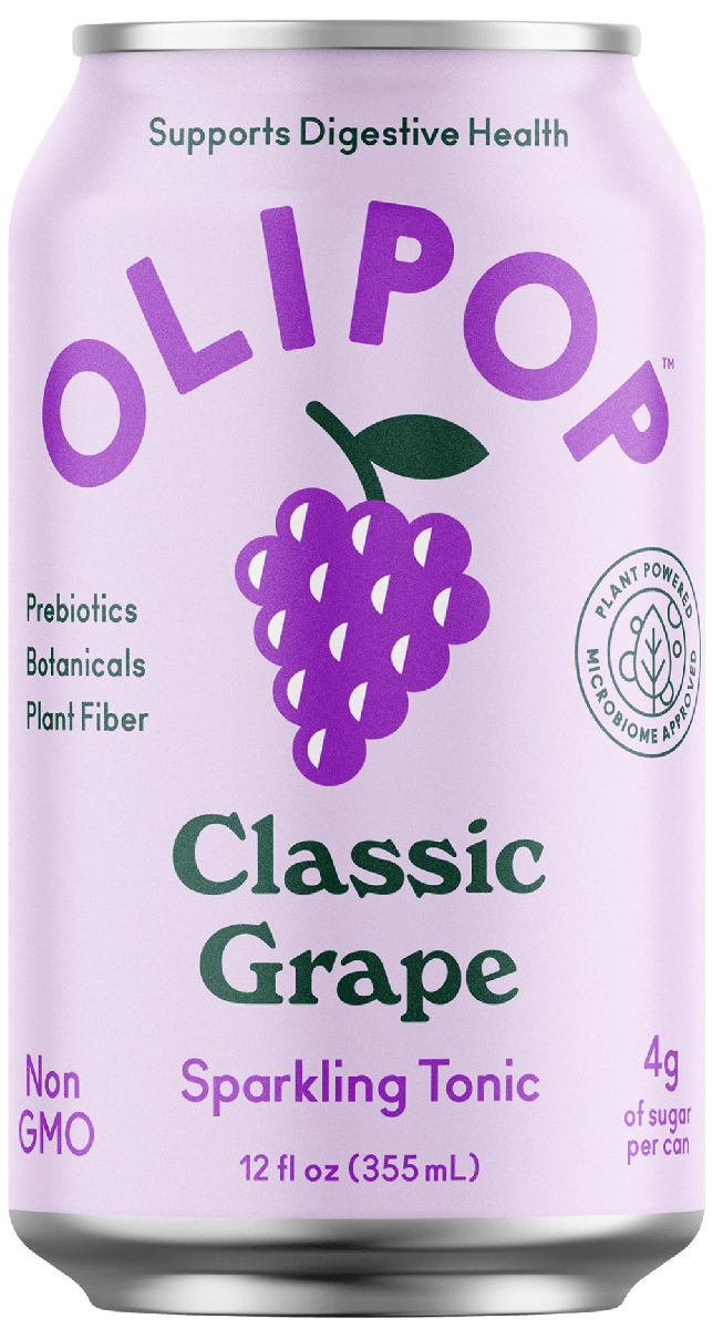 Olipop Sparkling Tonic Prebiotic Drink, Classic Grape, 12oz (Pack of 12) - Oasis Snacks