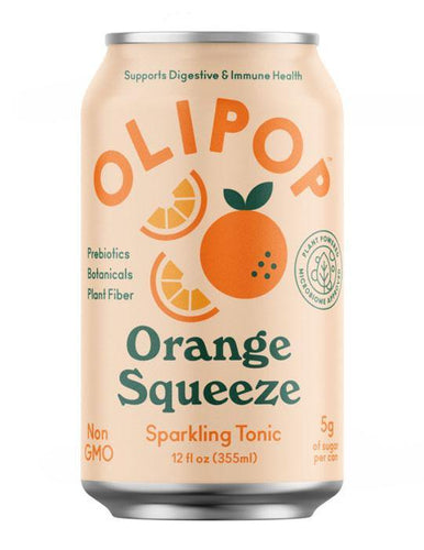 Olipop Sparkling Tonic Prebiotic Drink, Orange Squeeze, 12oz (Pack of 12) - Oasis Snacks