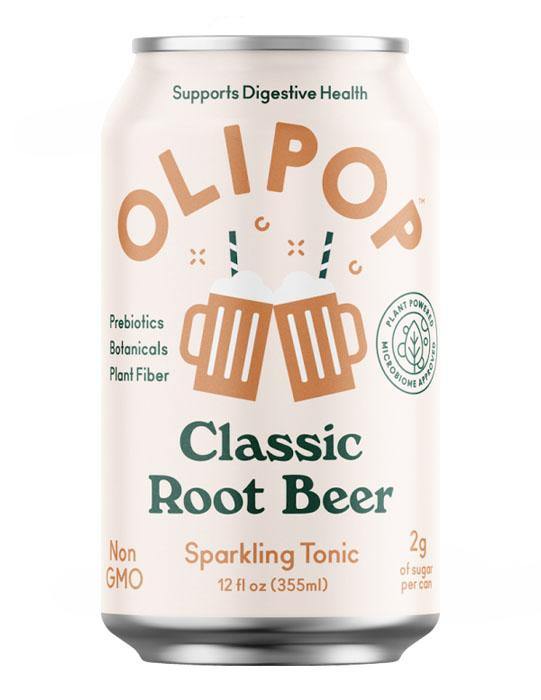 Olipop Sparkling Tonic Prebiotic Drink, Classic Root Beer, 12oz (Pack of 12) - Oasis Snacks