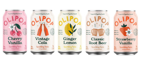 Olipop Sparkling Tonic Prebiotic Drink, 5 Flavor Variety, 12oz (Pack of 5) - Oasis Snacks