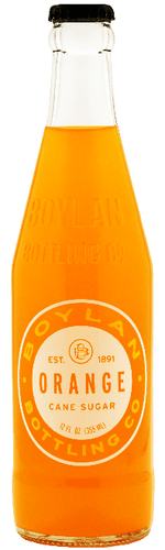 Boylan Pure Cane Sugar Soda Pop, Orange, 12 oz Glass Bottles (Pack of 12) - Oasis Snacks