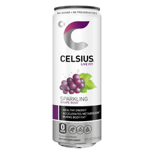 Load image into Gallery viewer, CELSIUS Sparkling GRAPE Fitness Drink, ZERO Sugar, 12oz Slim Can (Pack of 12) - Oasis Snacks
