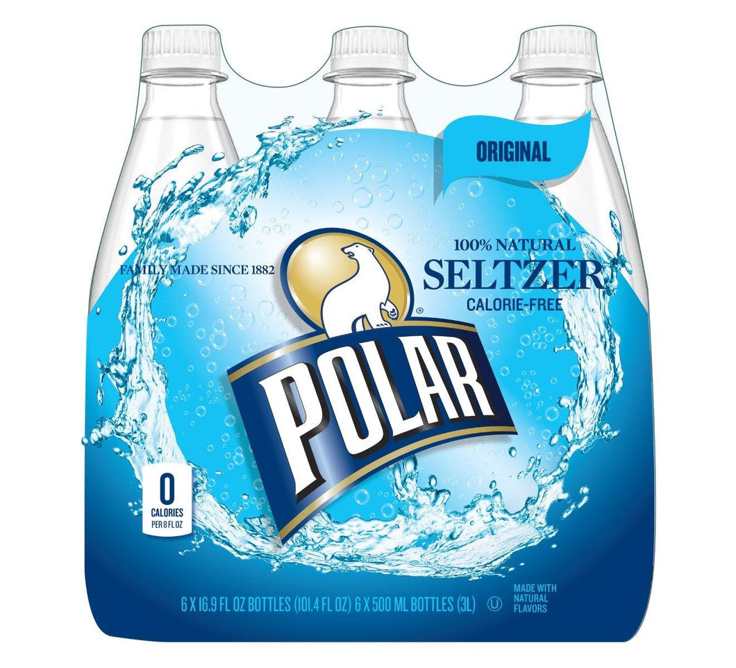 Polar Original Seltzer Water 500ml (16.9oz) Bottles ( Pack of 24) - Oasis Snacks