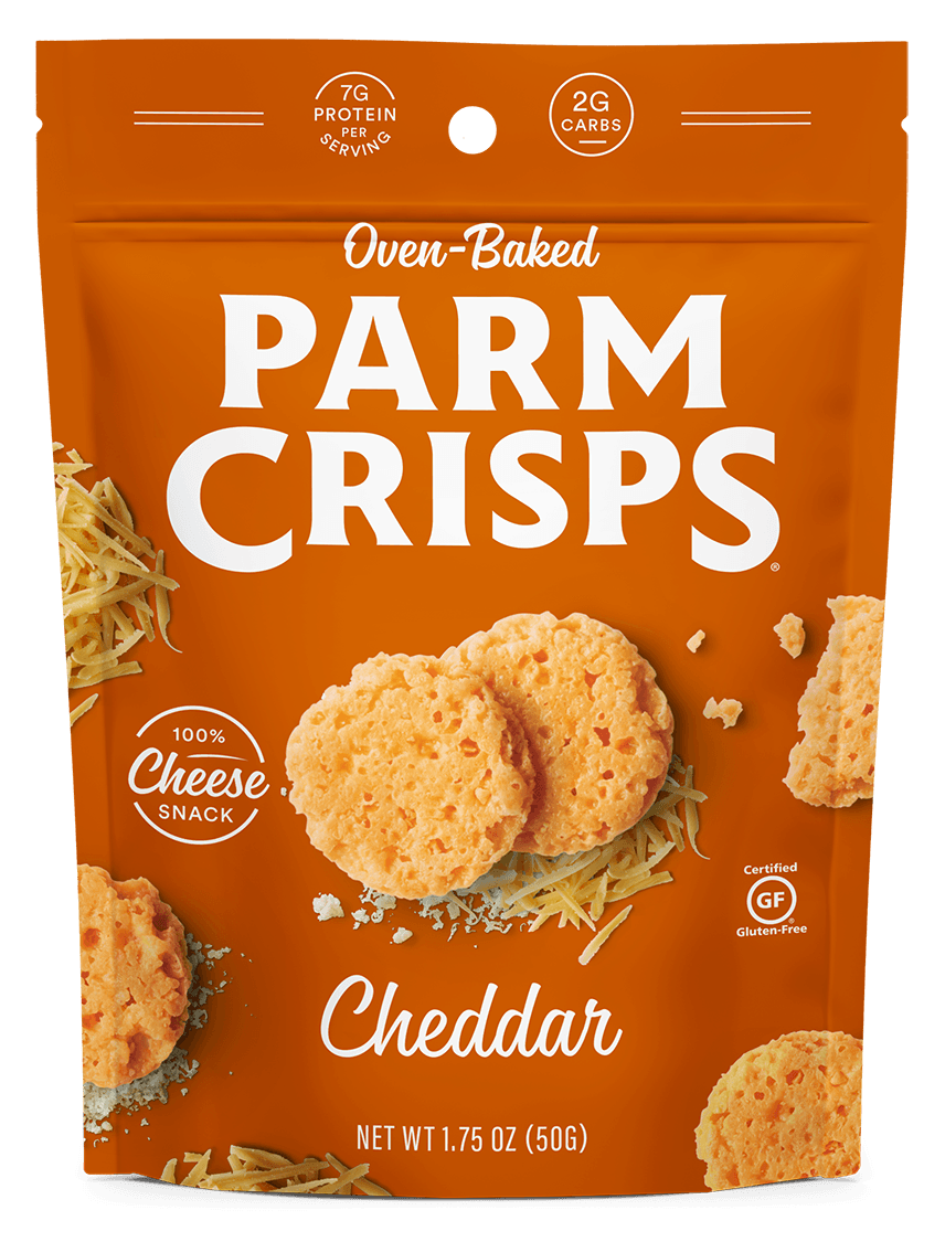 ParmCrisps, 100% Cheese Crisps, Keto Friendly, Gluten Free, Cheddar 1.75 Ounce Bag, (Pack of 12) - Oasis Snacks